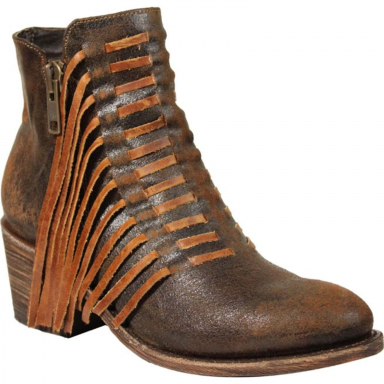 Corral Womens Brown Fringes J Toe Ankle Western Boot E1216