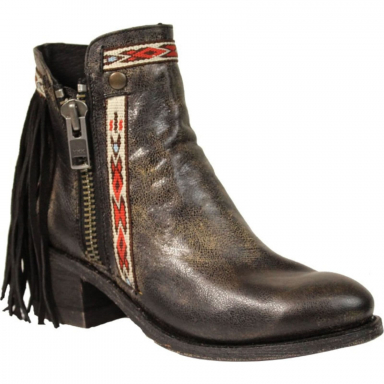 Corral Womens Black Fringes J Toe Ankle Western Boot E1222
