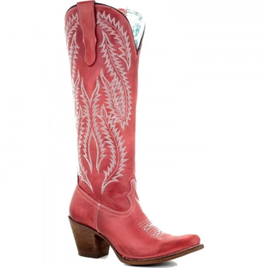 Corral Womens Red Embroidery Tall Top Boot Style