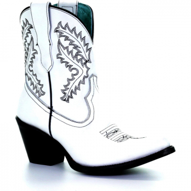 Corral Womens White Embroidery Bootie E1436