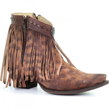 Corral Womens Honey Fringes And Studs Ankle Boot E1453