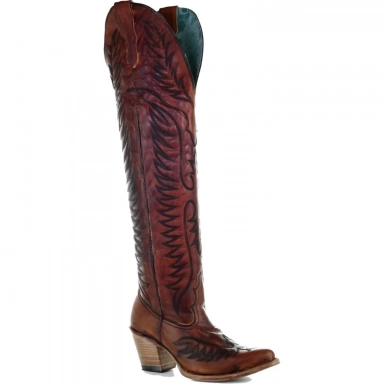 Corral Womens Cognac Embroidery Tall Top Cowgirl Boot