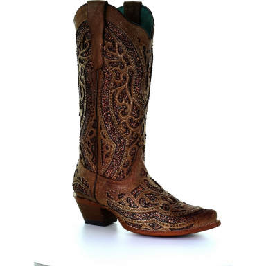 Corral Womens Golden Glitter Overlay Studs Cowgirl Boot E1526
