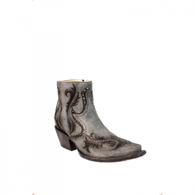 Corral Womens Grey Studs And Overlay Ankle Western Boot G1381