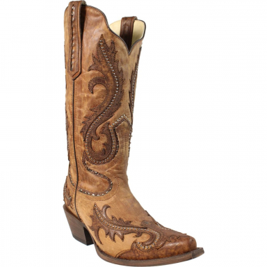 Corral Womens Lucia Brown Black Overlay And Studs Western Boot G1403