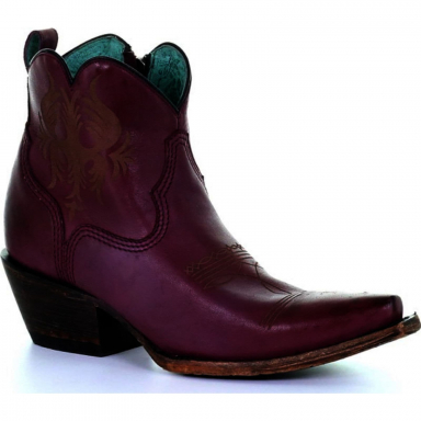Corral Womens Purple Laser Engraved Ankle Boot G1475