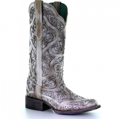 Corral Womens White Full Inlay Cowgirl Boot G1488