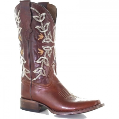 Corral Womens CircleG Cognac Embroidery Square Toe Boot