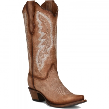 Corral Womens CircleG Brown Embroidery Studs Snip Toe Boot
