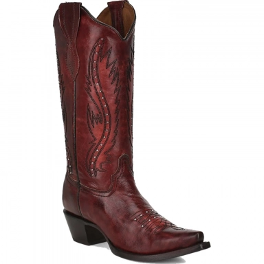 Corral Womens CircleG Wine Embroidery Studs Boot