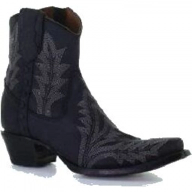 Corral Womens CircleG Black Embroidery Zipper Ankle Boot