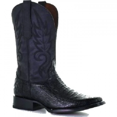 Corral Mens CircleG Black Caiman Embroidery Square Toe Boot