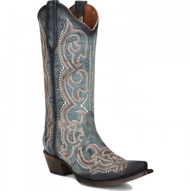 Corral Womens CircleG Blue Jean Embroidery Triad Boot