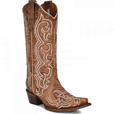 Corral Womens CircleG Brown Sequence Embroidery Boot