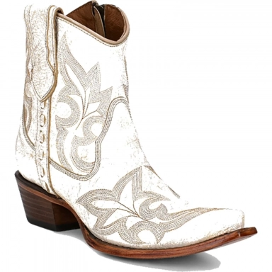 Corral Womens CircleG Pearl Embroidery Zipper Ankle Boot