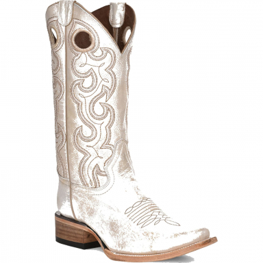 Corral CircleG Womens Pearl Cutout Embroidery Square Toe Boot