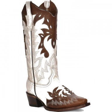 Corral Womens CircleG Pearl-Cognac Overlay Embroidery Boot