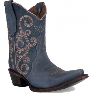 Corral Womens CircleG Distressed Blue Embroidery Triad Ankle Boot