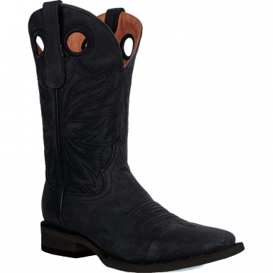Corral CircleG Mens Black Embroidery Pull Holes Wide Square Toe Boot
