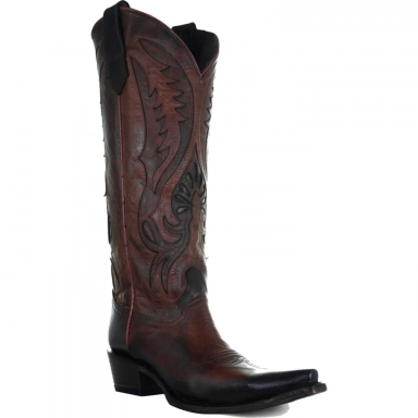 Corral Womens CircleG Bronze Inlay Embroidery Tall Top Boot