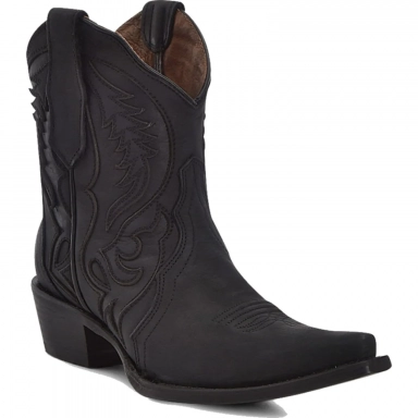 Corral Womens CircleG Black Embroidery Inlay Ankle Boot