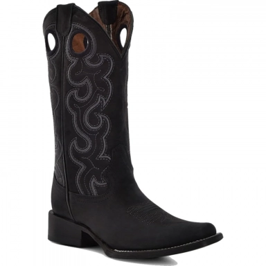 Corral Womens CircleG Black Embroidery Cut Out Square Toe Boot