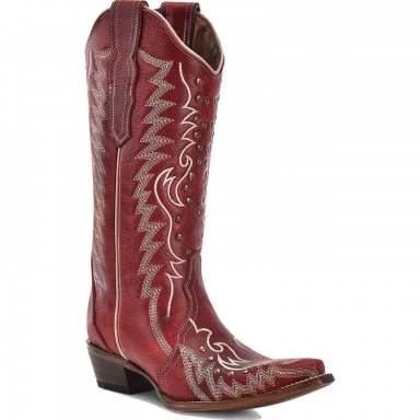 Corral Womens CircleG Red Embroidery Studs Boot