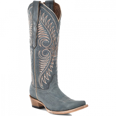 Corral CircleG Womens Distressed Blue Embroidery Boot
