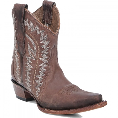 Corral Womens CircleG Brown Embroidery Ankle Boot