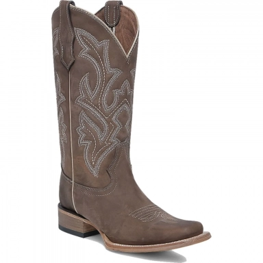 Corral Womens CircleG Chocolate Embroidery Wide Square Toe Boot
