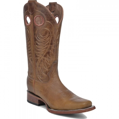 Corral Womens CircleG Honey Cut Out Embroidery Square Toe Boot
