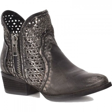Corral Womens CircleG Black Grey Cutout Shortie Boot