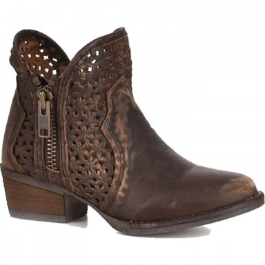 Corral Womens CircleG Brown Cutout Shortie Boot