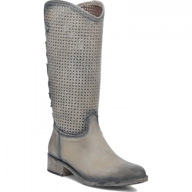Corral Womens CircleG Distressed White Laser Cutout Round Toe Boot