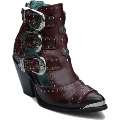 Corral Womens Red Straps Studs Pointed Toe Boot
