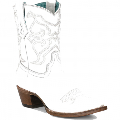 Corral Womens White Embroidery Ankle Boot