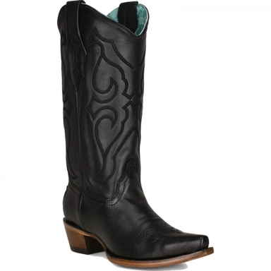 Corral Womens Black Matching Stitch Pattern Inlay Pullstraps Snip Toe