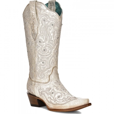Corral Womens Bone Embroidery Crystals Boot