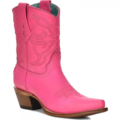 Corral Womens Fuchsia Embroidery Ankle Boot