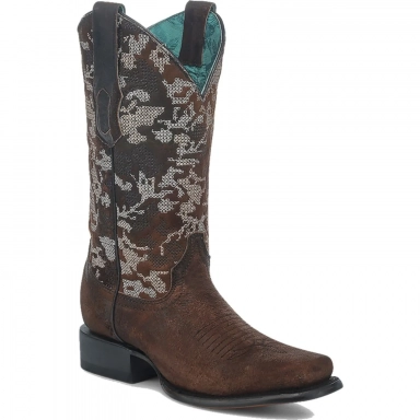 Corral Womens Brown Embroidery Square Toe Boot
