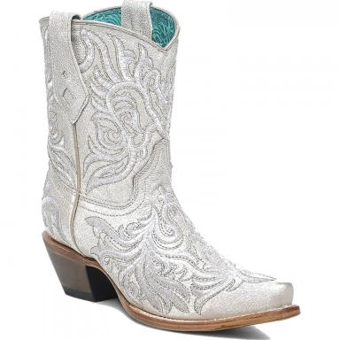 Corral Womens Bone Embroidery Ankle Boot
