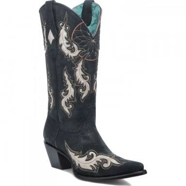 Corral Womens Black-Bone Dream Catcher Laser Embroidery Studs Pointed
