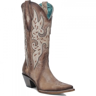 Corral Womens Straw Embroidery Overlay Pointed Toe Western Boot