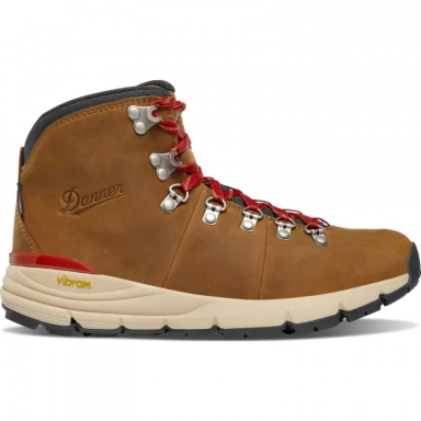 Danner Mens Mountain 600 Leaf 4.5 Grizzly Brown/Rhodo Red GTX Hiking