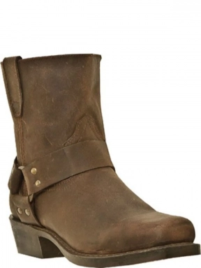 Dingo Mens Rev Up Leather Harness Motorcycle Boot Brown