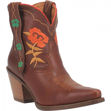 Dingo Womens Play Pretty Leather Bootie Tan DI766