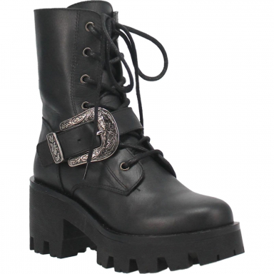 Dingo Womens Double Down Leather Bootie Black DI933