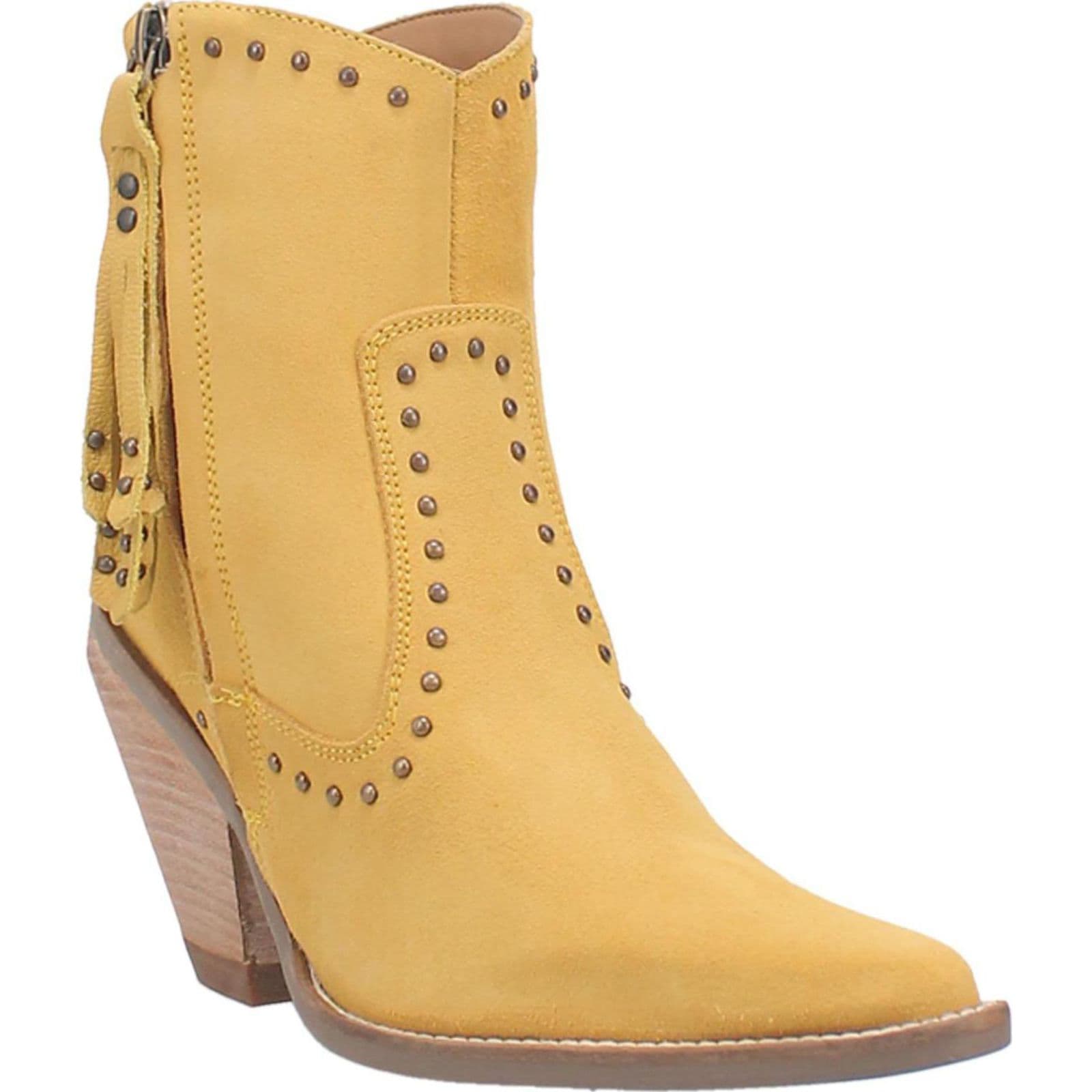 Shop Dingo Womens Classy N' Sassy Leather Bootie Yellow Suede DI952Y