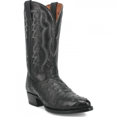 Dan Post Mens Tempe Full Quill Ostrich Black Boot