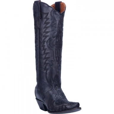 Dan Post Womens Hallie Leather Black Distressed Fashion Western Boot